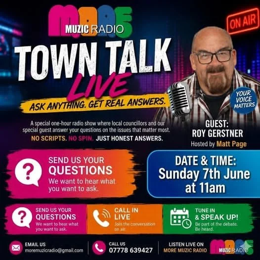 Roy Gerstner is next on Town Talk Live Sunday 7th June at 11am.