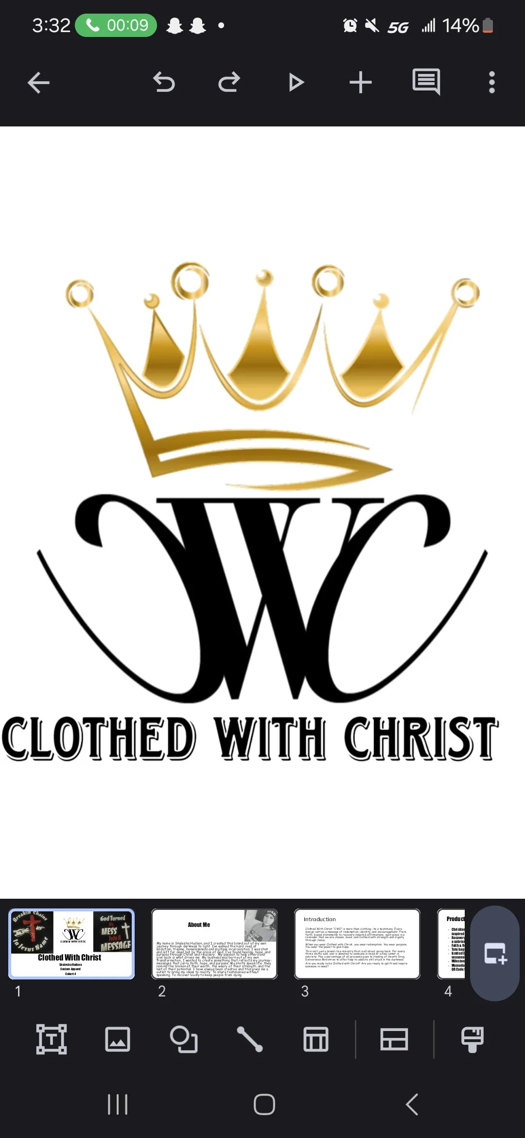 A logo featuring a gold crown and black stylized initials "W C" with the phrase "Clothed with Christ" written below.