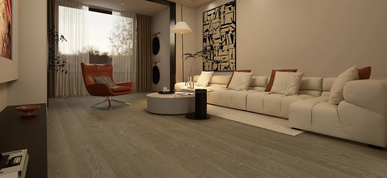 FORM Drift in a room setting 190mm wide grey prime grade planks
