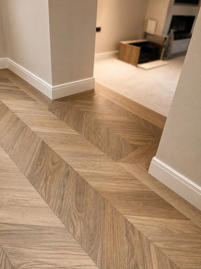 a chevron smoked floor
