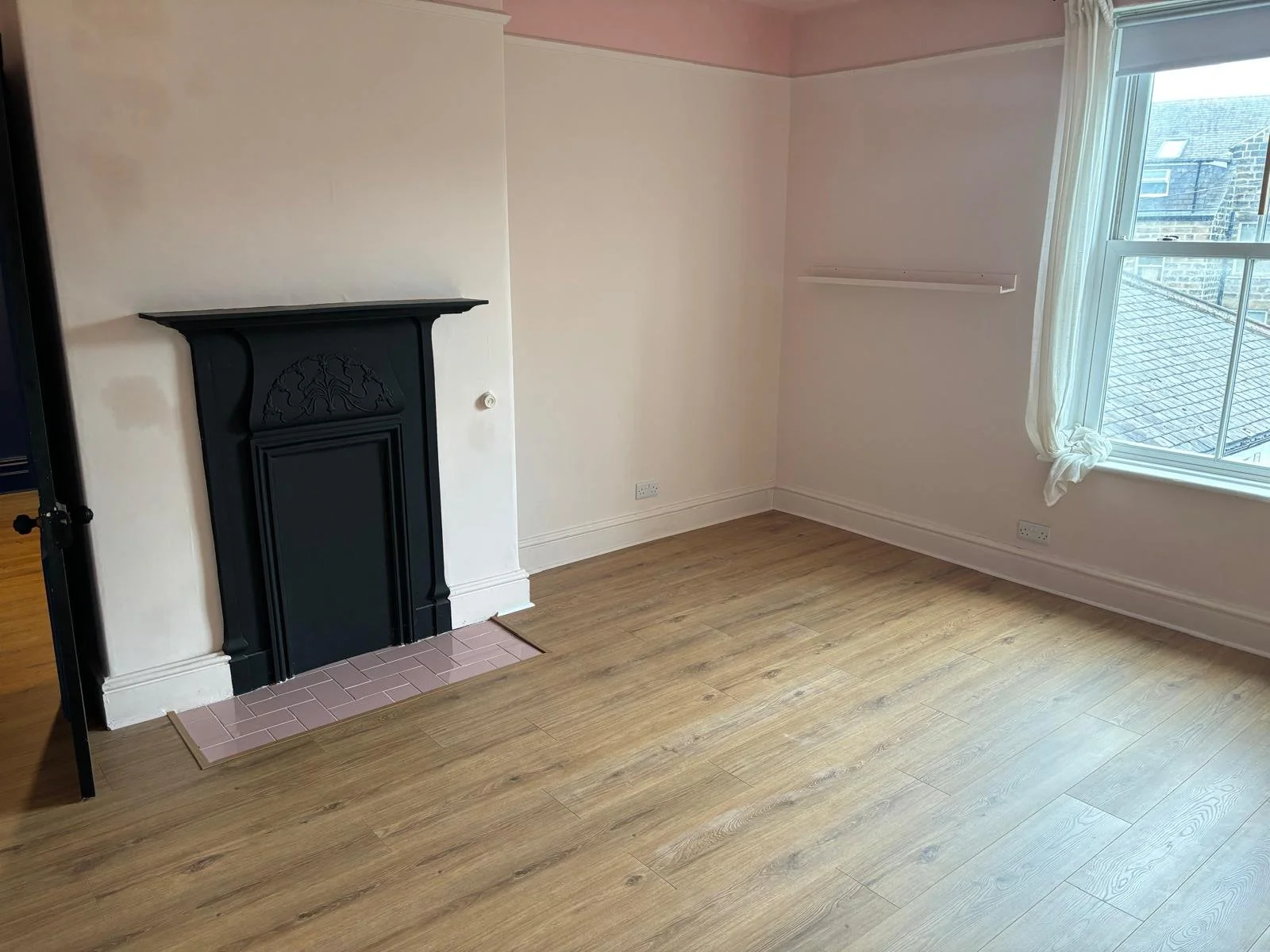 a lacquered plank floor