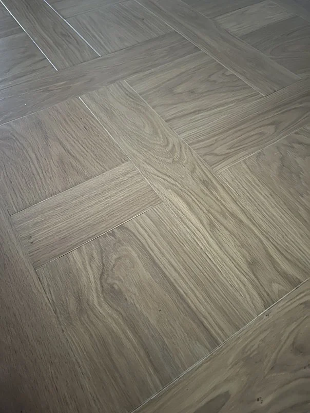 unfinished basket weave flooring