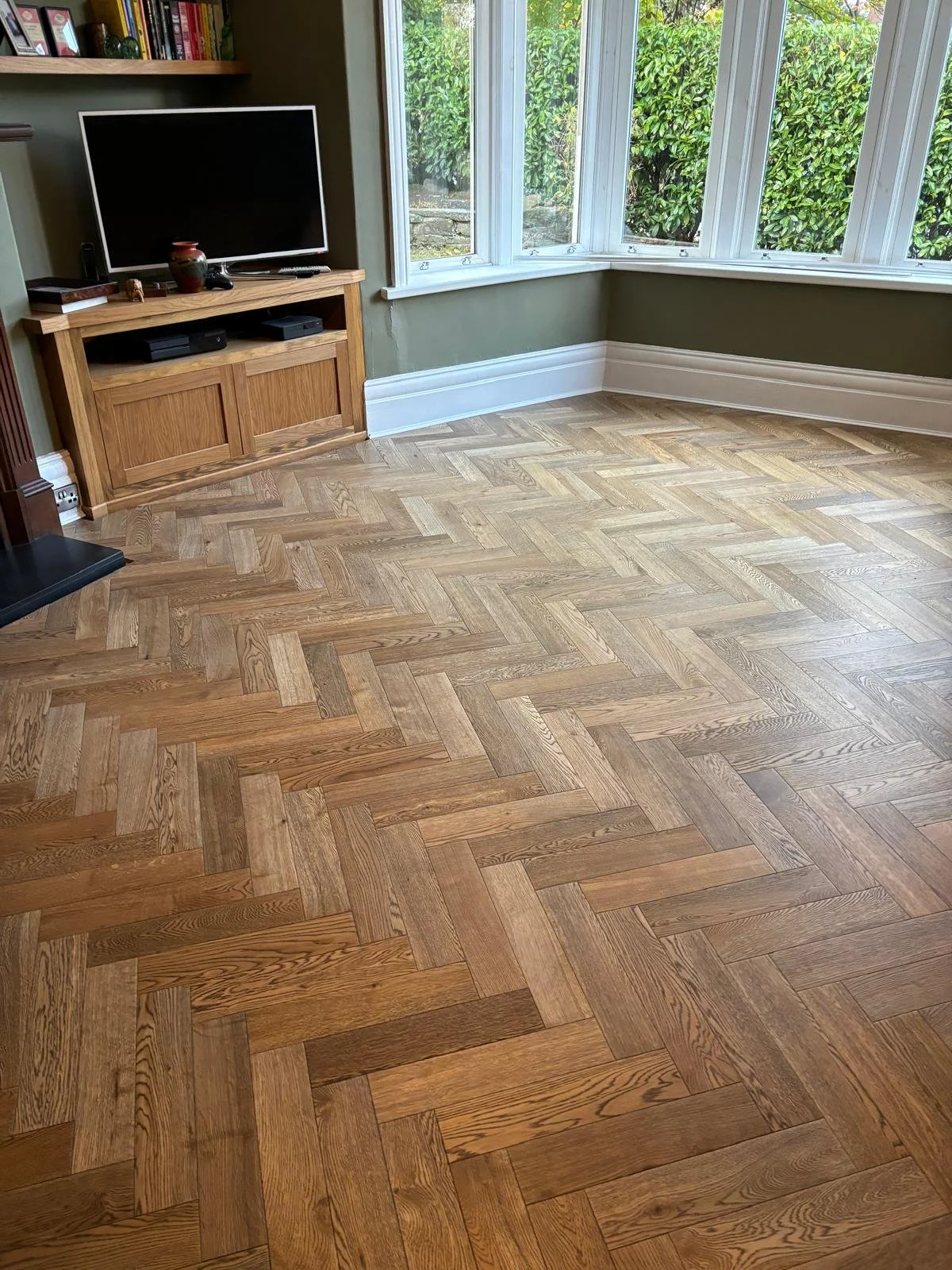 herringbone wood floor