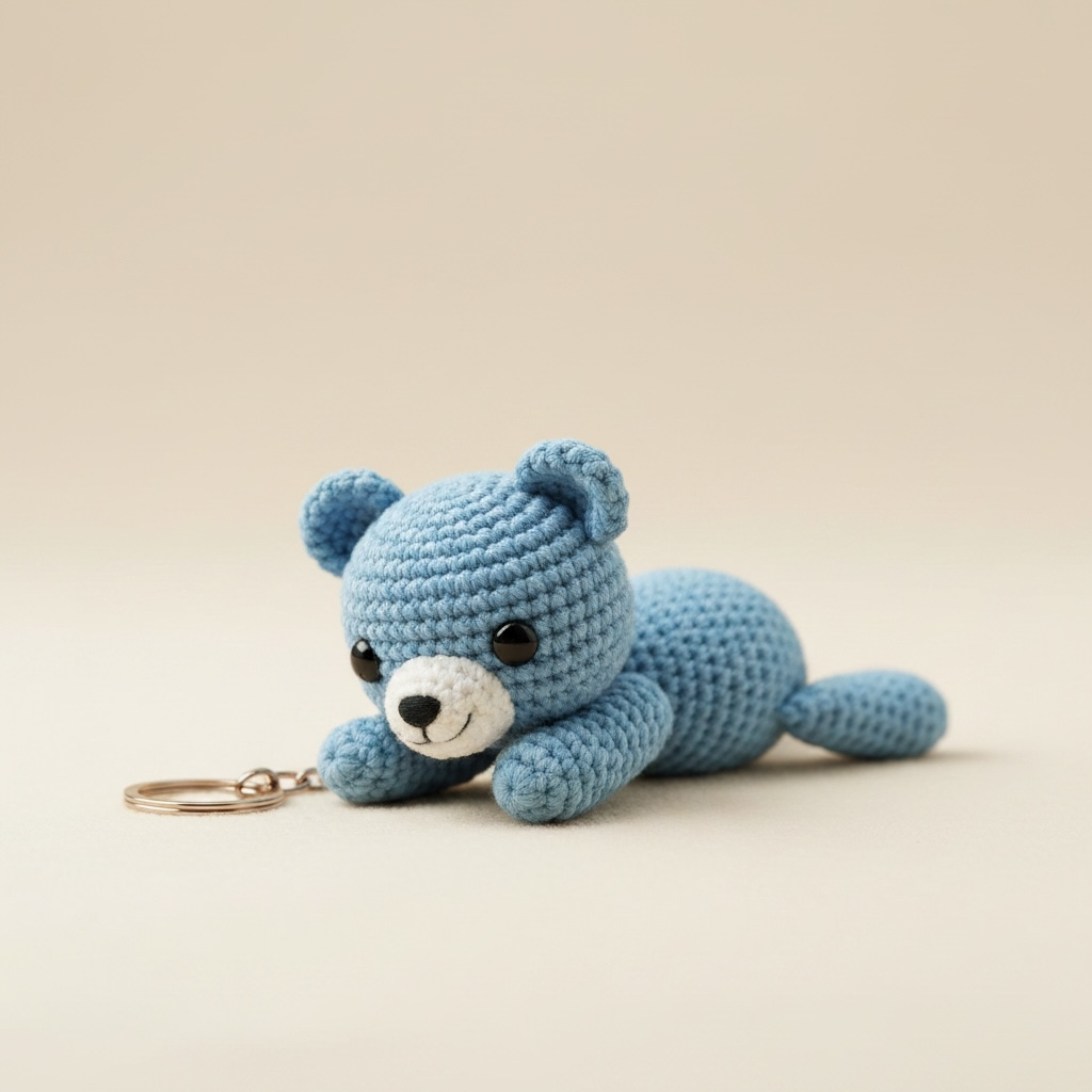 Handmade Crocheted Bear Keychain
