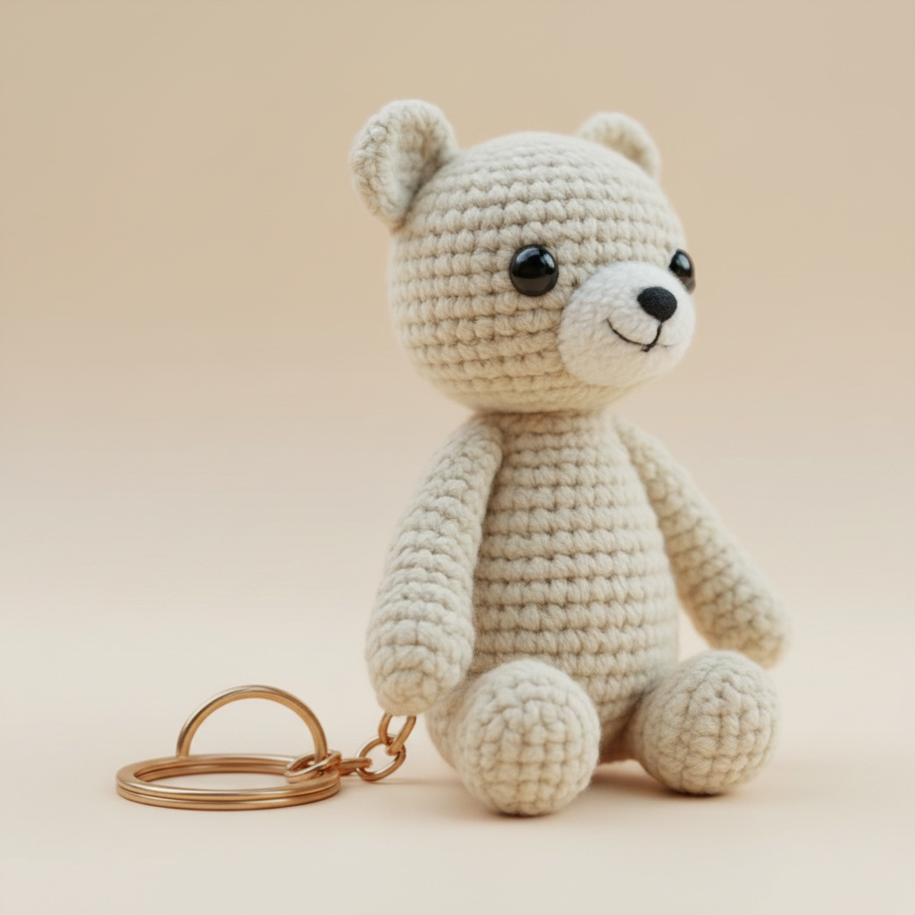 Handmade Crocheted Bear Keychain