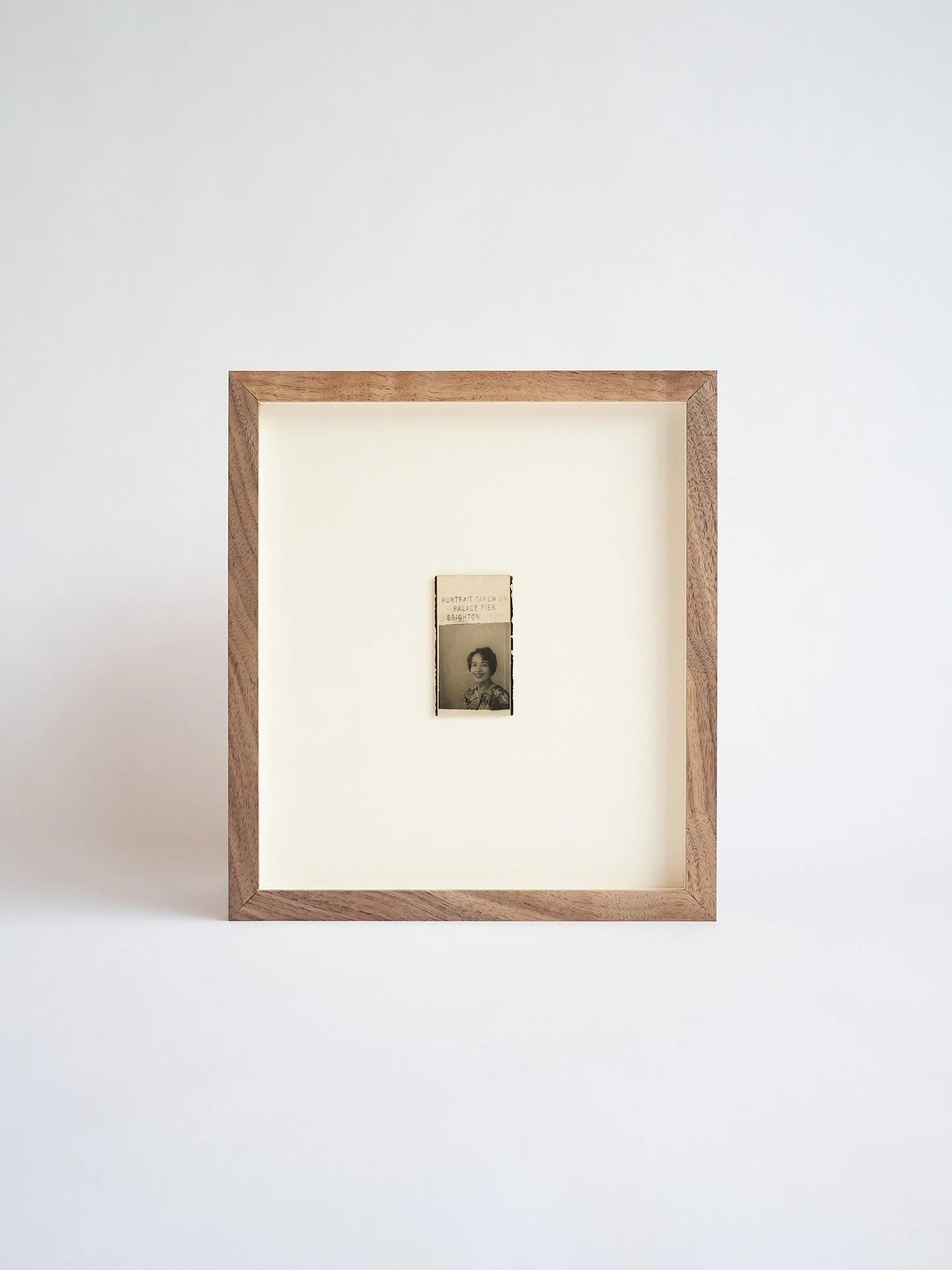 Lovely old photobooth photo float mounted in a walnut frame. 

🖼 🖼 🖼