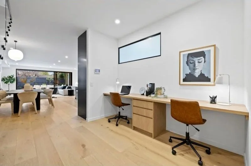 Study nook with built-in desk, Bentleigh townhouse