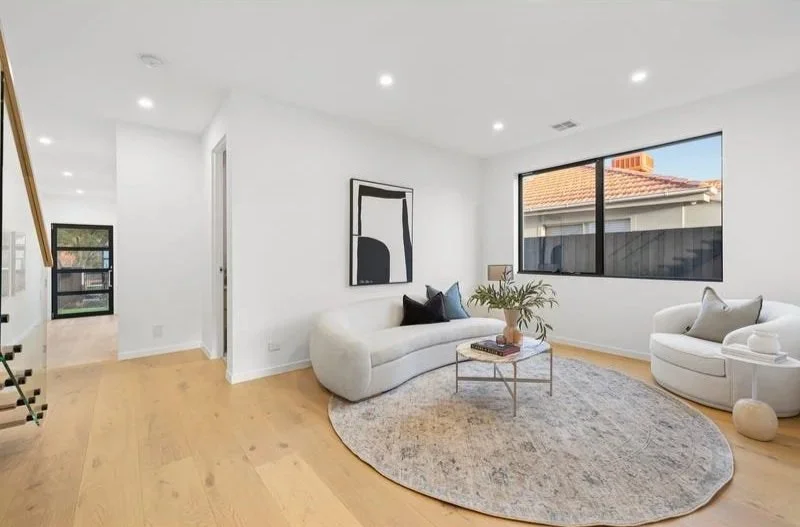 Upstairs retreat with lounge chairs, Bentleigh townhouse
