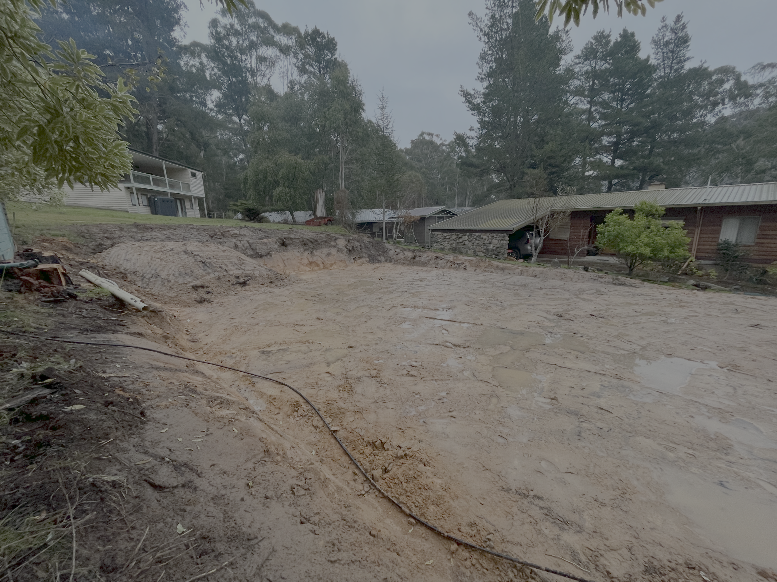 Cleared and levelled building site near Mansfield, ready for the Alpine kit home
