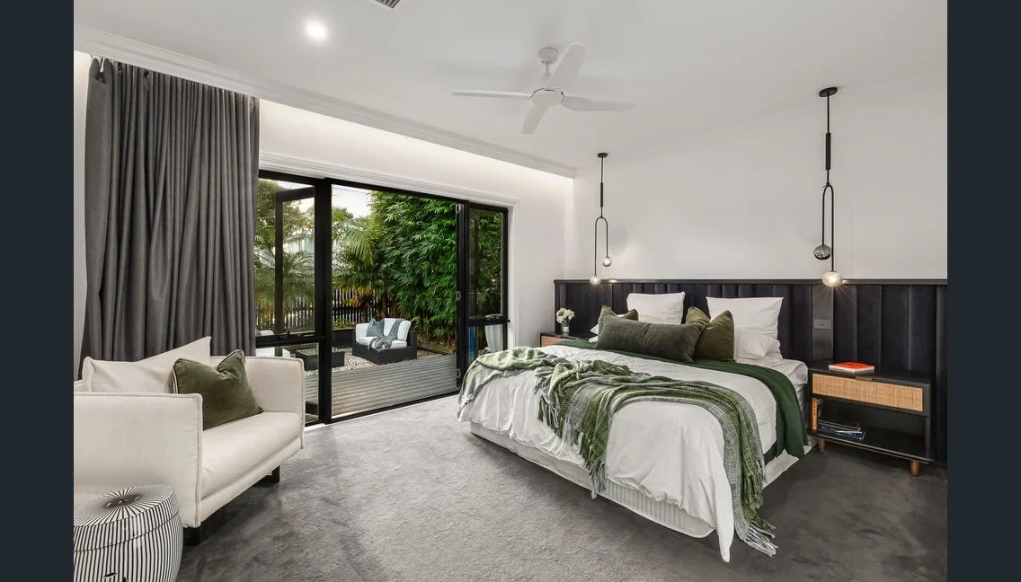 Main bedroom opening onto a private deck, Highett renovation