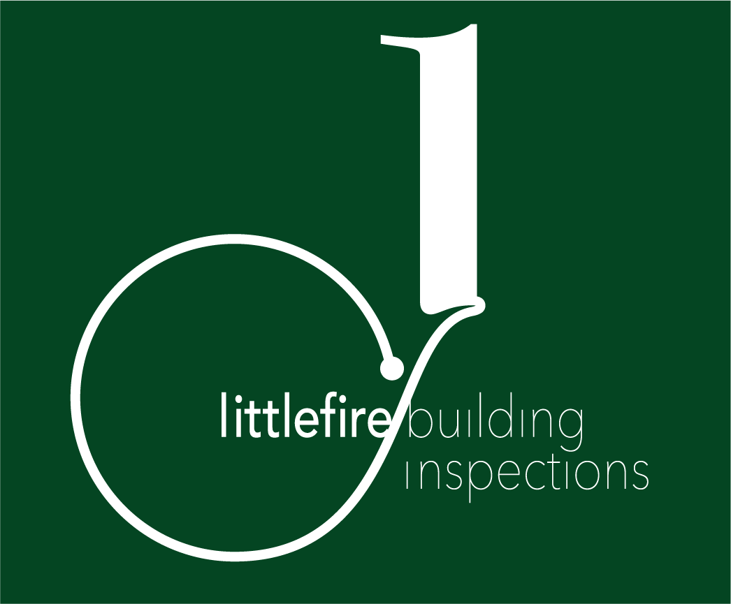 Logo for Littlefire Building Inspections featuring a stylized magnifying glass with a large number 1.