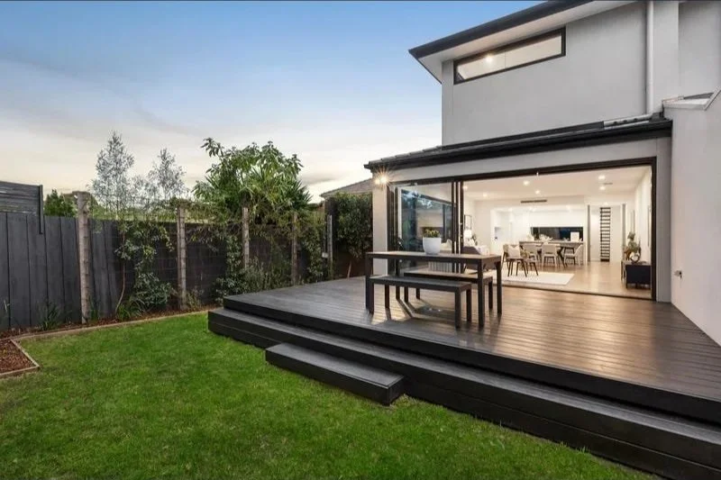 Timber deck through sliding doors, Beaumaris addition