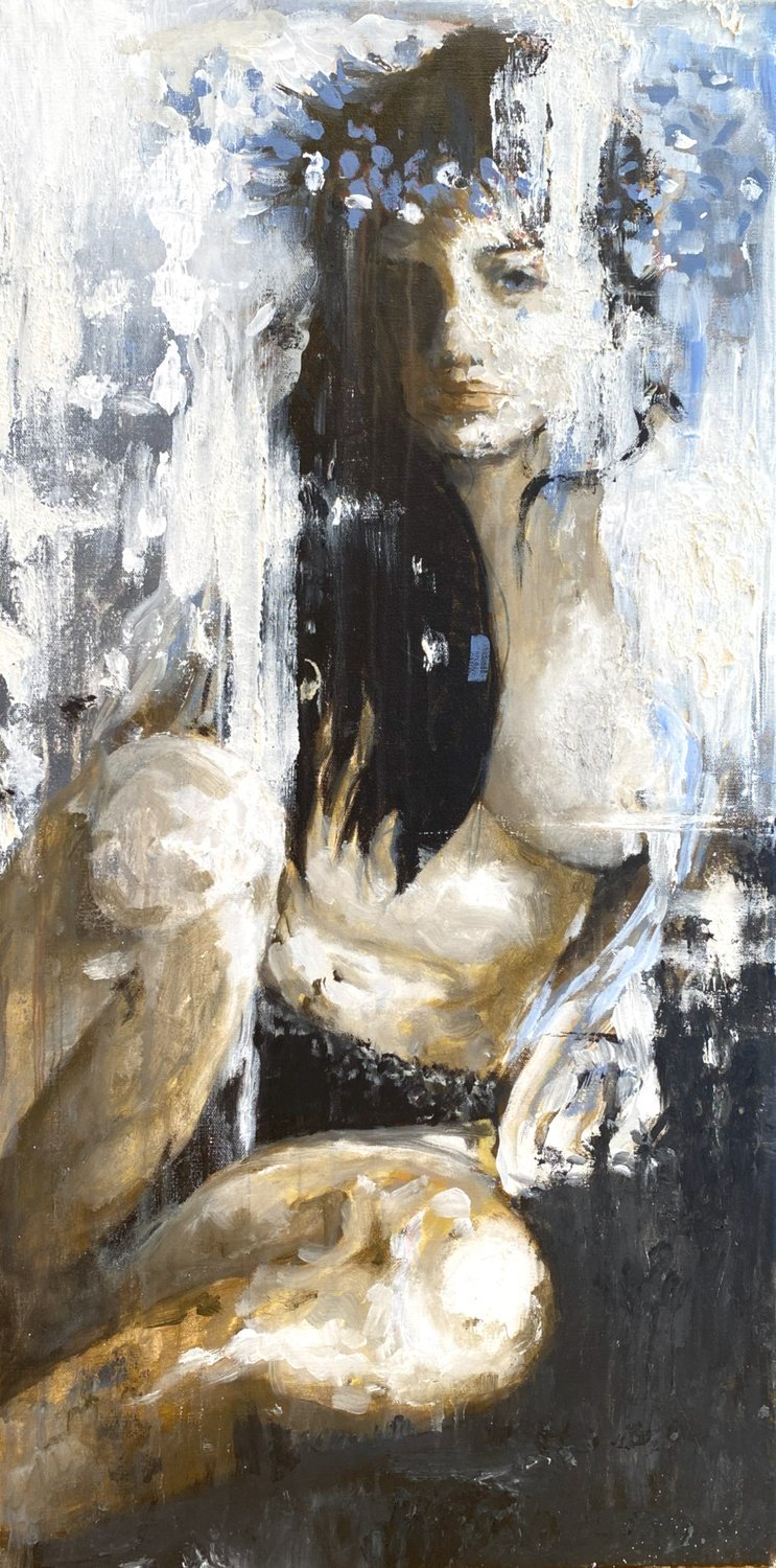 Desculpa a Ausência, Ainda me Estou a Habituar a Este Casaco 
Óleo e Gesso Acrílico Sobre Tela 
80x40cm 