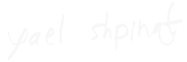 The image displays the handwritten name 'Yael Shpint' on a black background.