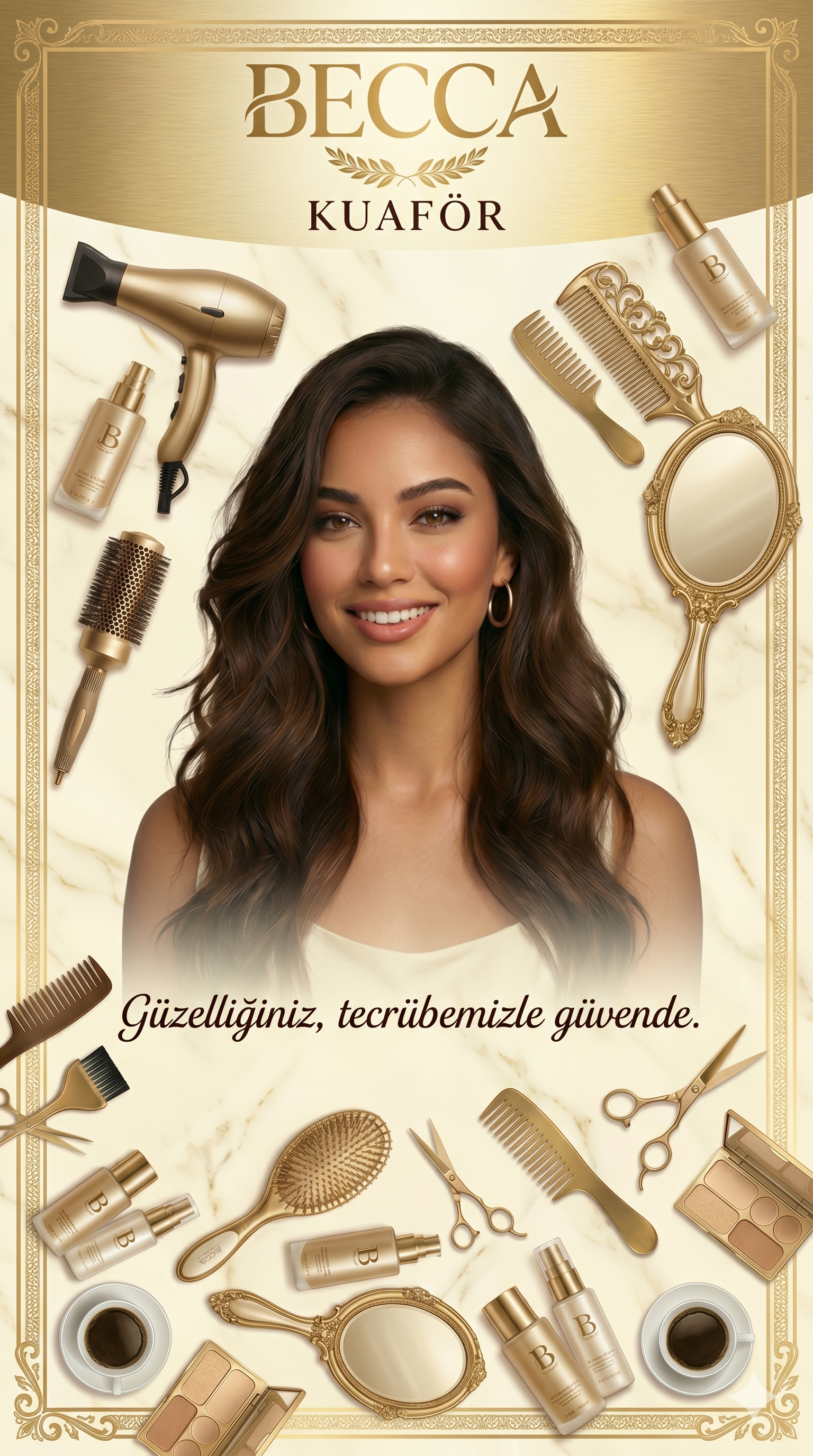 Becca Kuaför profesyonel saç tasarım ve iletişim görseli - Güzelliğiniz tecrübemizle güvende
