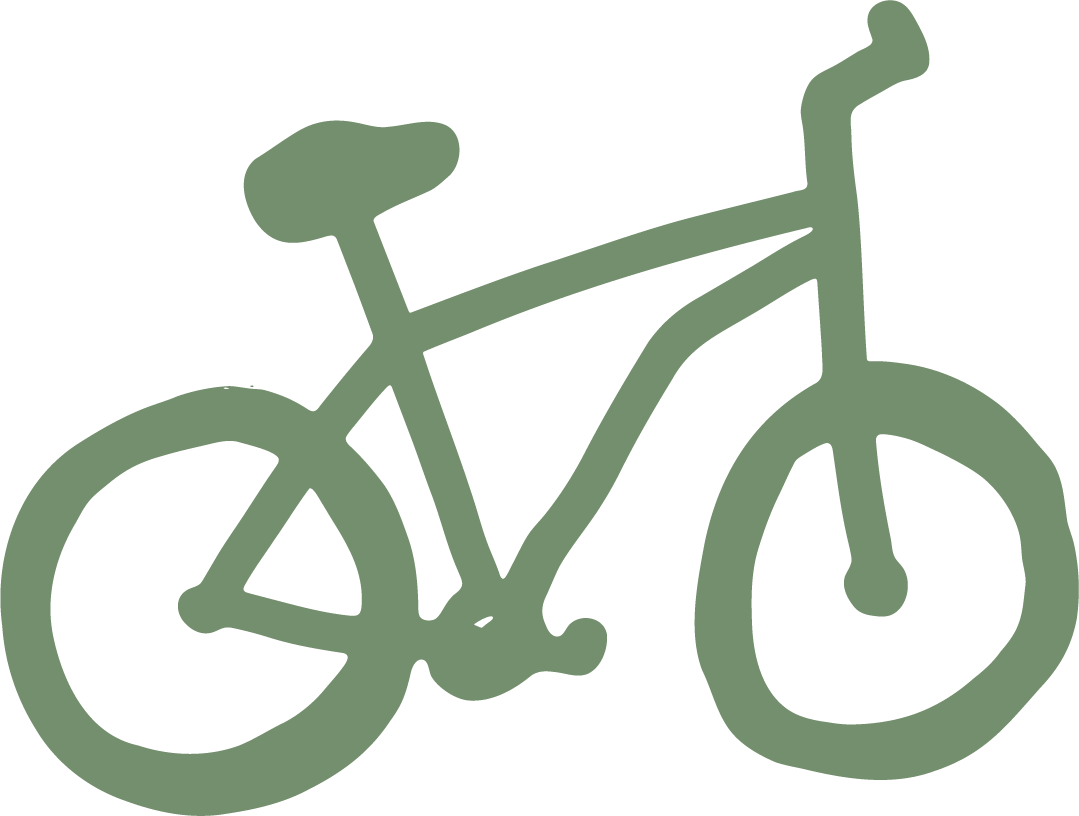 Illustration of a green mountain bike with a simple, minimalist design.