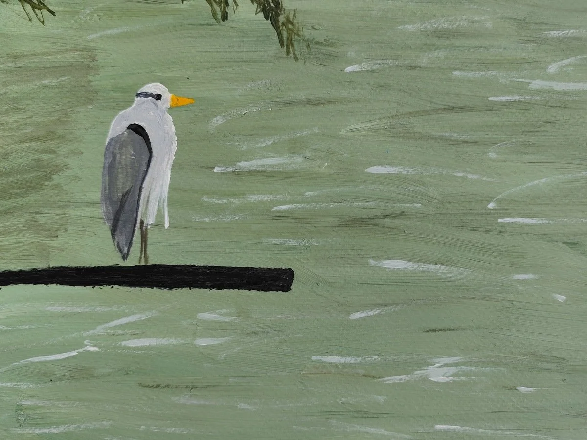 Heron in Stillness — Digital Art Print