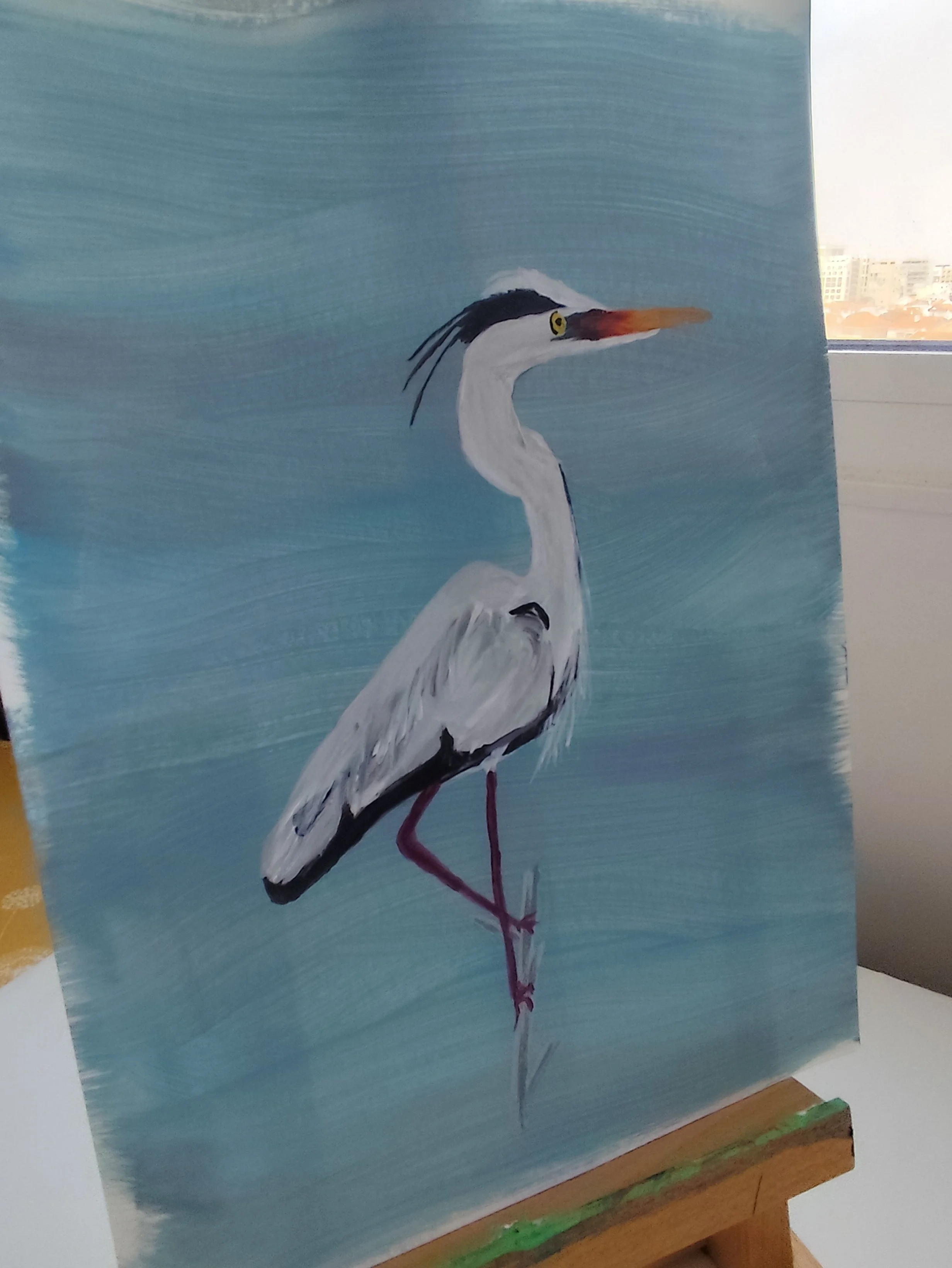 Heron in Water — Original Acrylic Painting