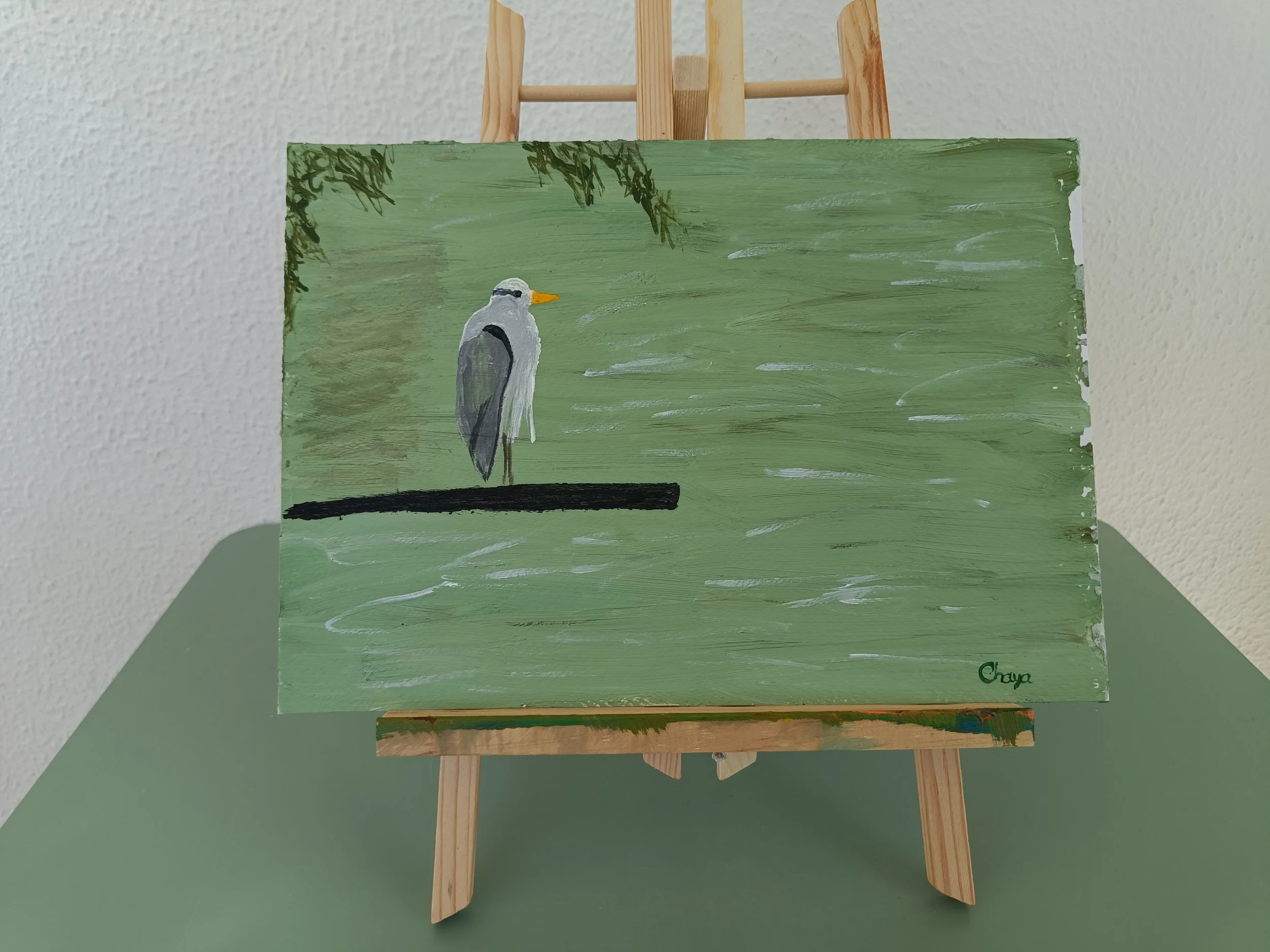Heron in Stillness — Original Acrylic Painting