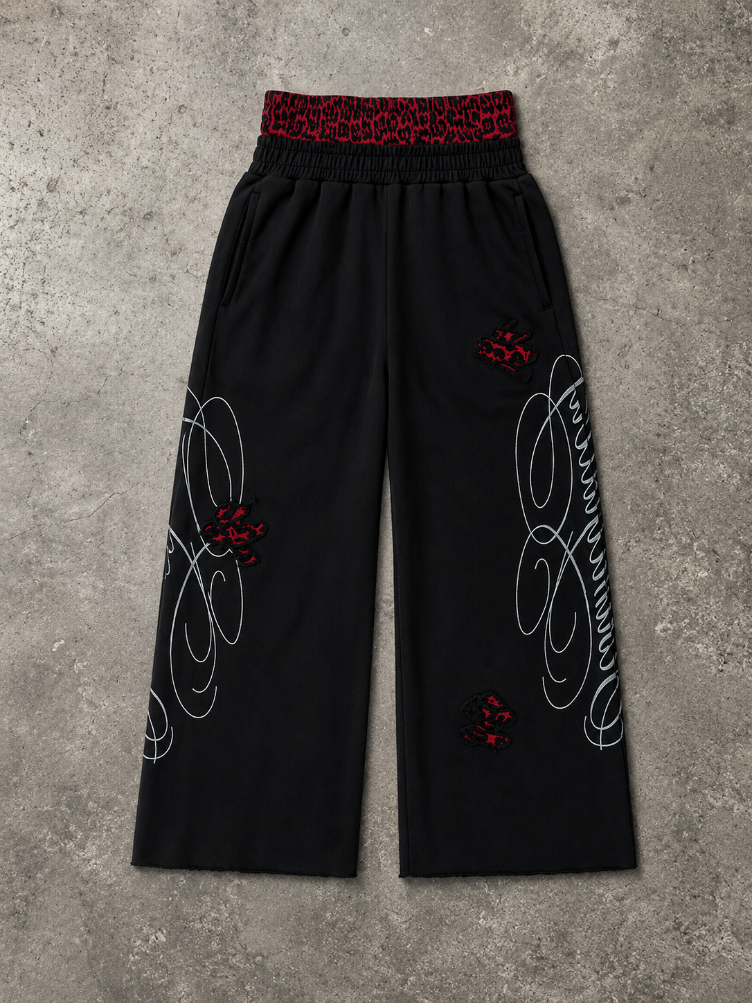 Cheetah Double Waisted Sweatpants (Black)