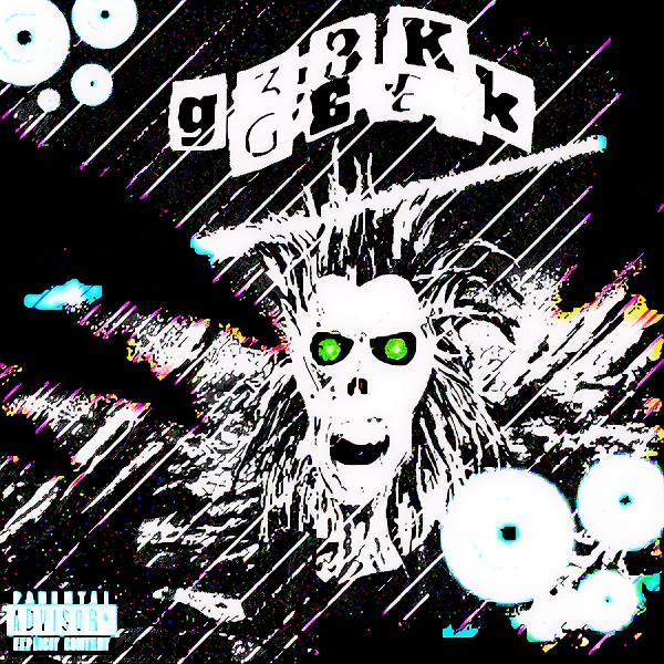 Album cover art featuring a white skeletal figure with green eyes, rain streaks, and a dark background with falling rain. The title 'GZAIR GHE' is displayed in stylized white letters at the top.