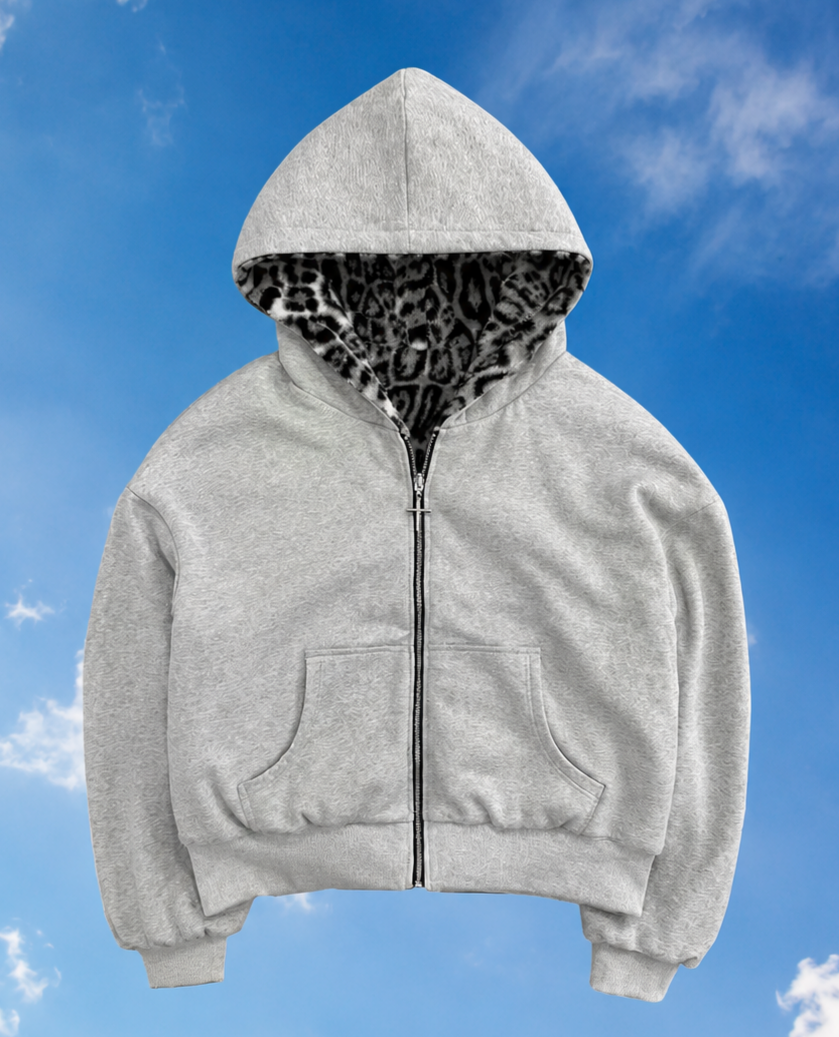 Gray Leopard Hoodie