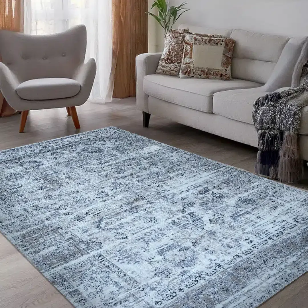 Lorenz White Grey Distressed Vintage Rug