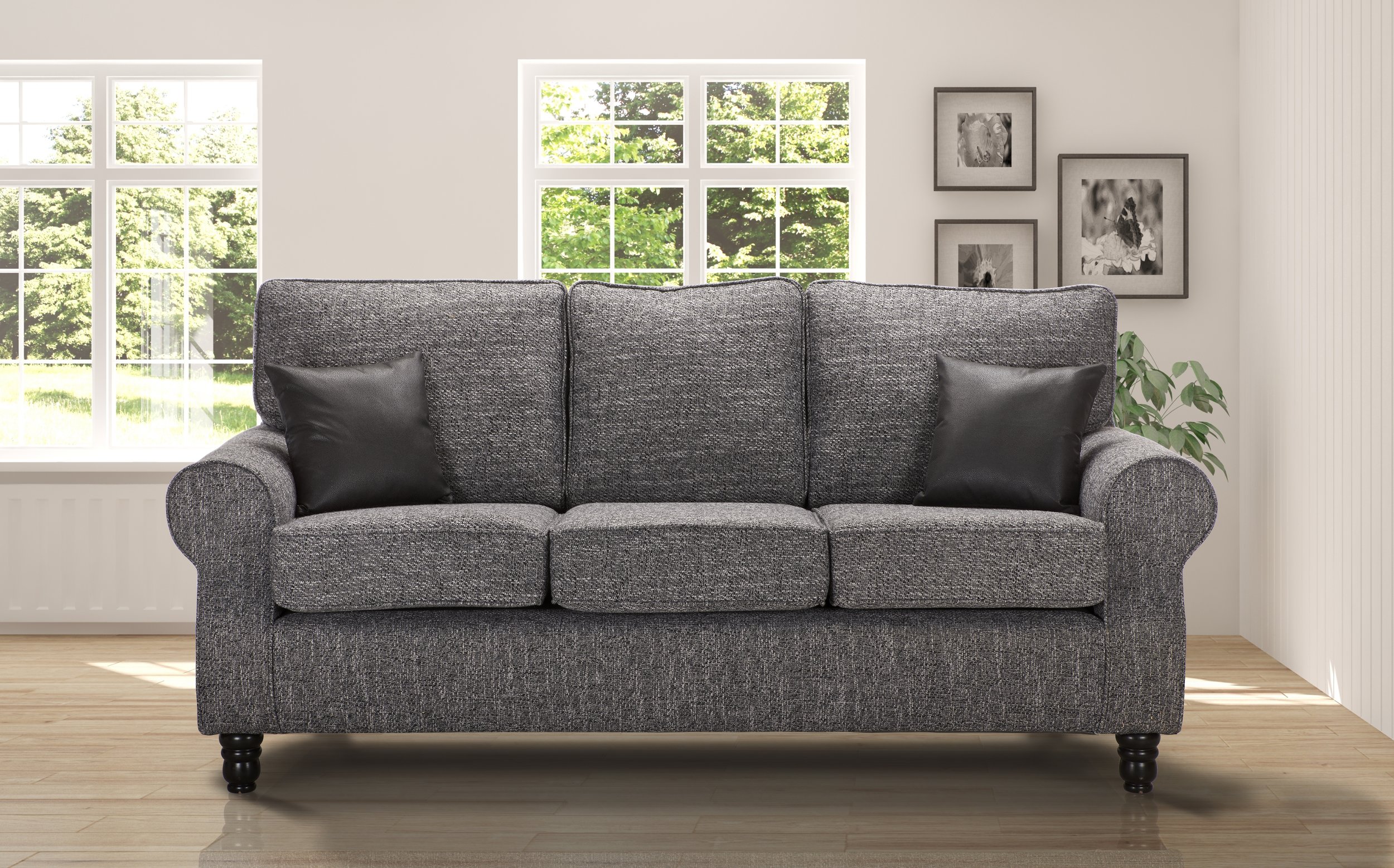 Katrina is a timeless design with perfect lines and proportions, featuring scrolled arms and wooden legs. Katrina is available in a huge range of beautiful fabrics and colours. Comes with soft foam-filled cushions as standard for a comfy and relaxed 