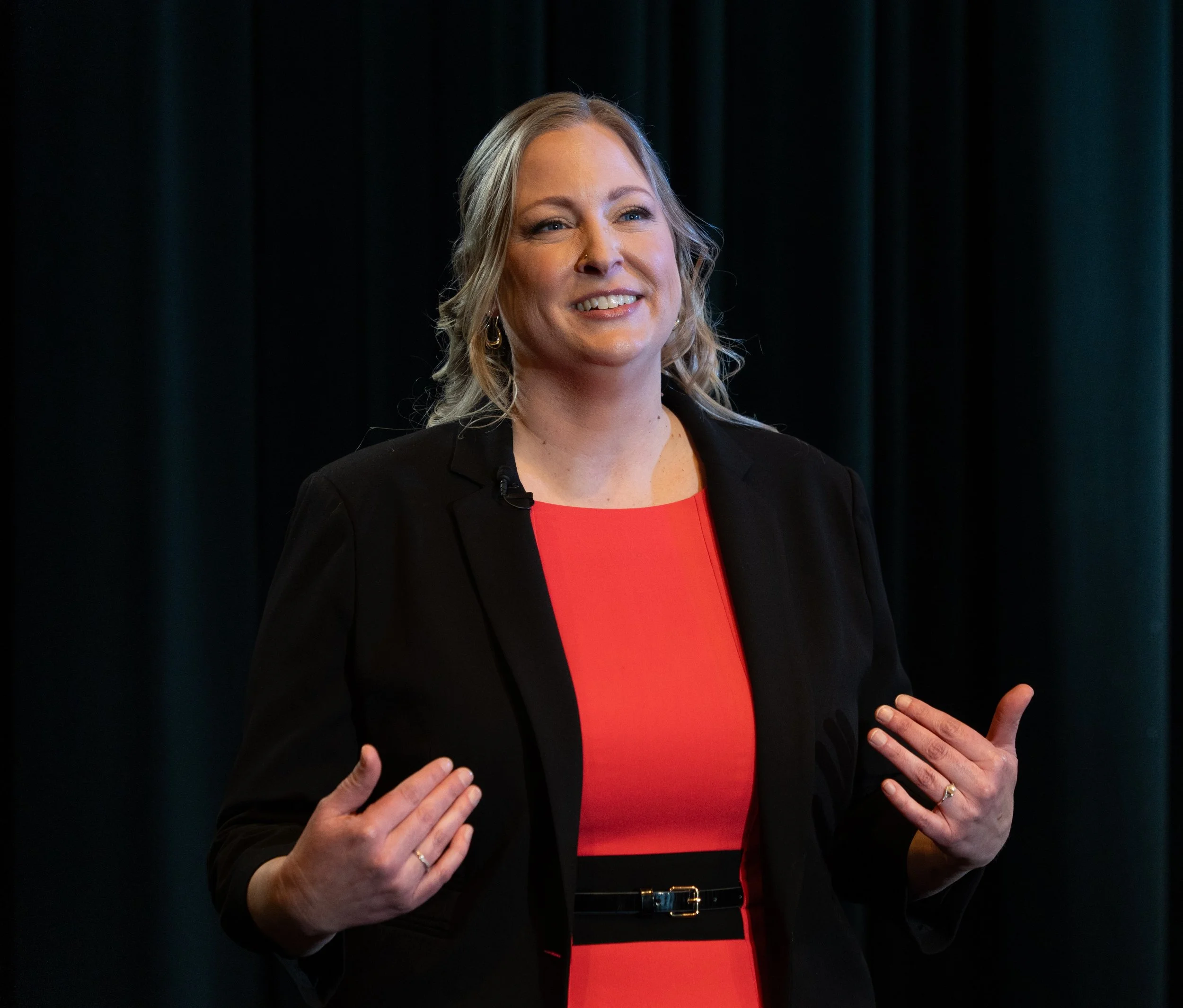 Sandra Gulbicki keynote speaker on stage in New Jersey, USA.
