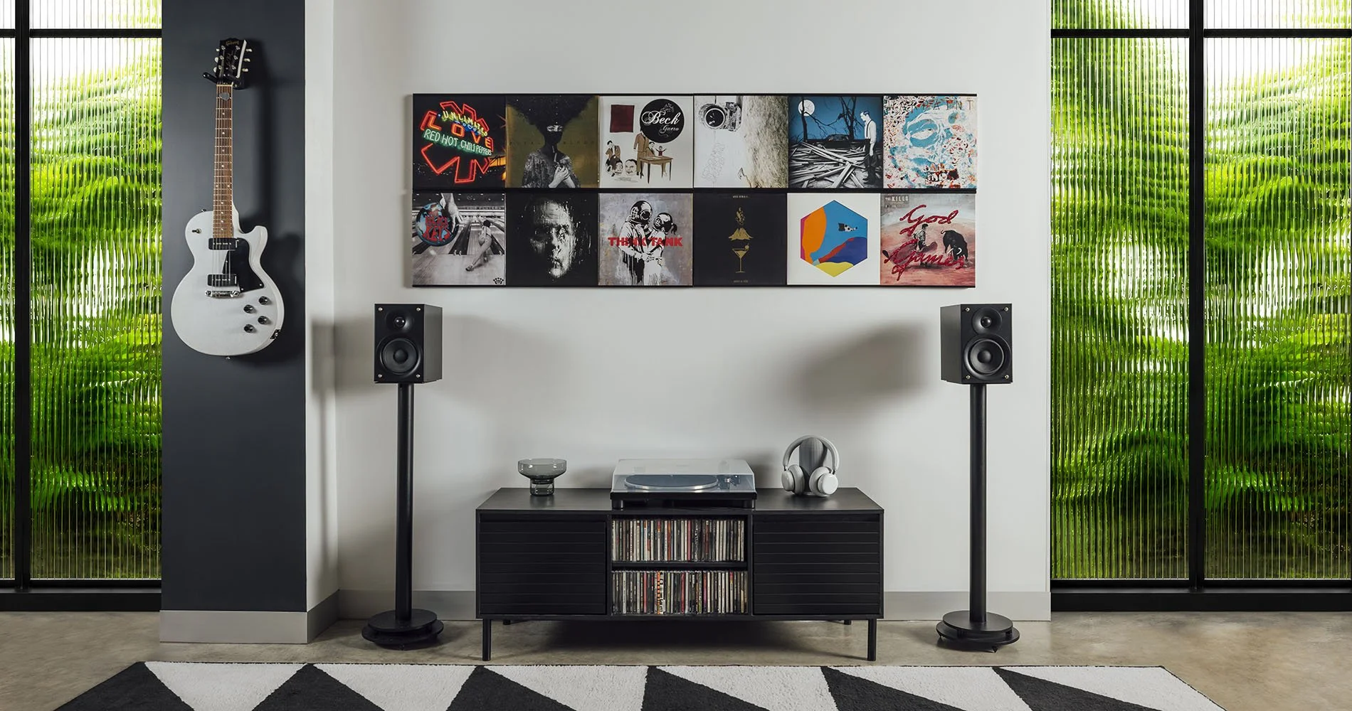 Wall mounted vinyl record storage display