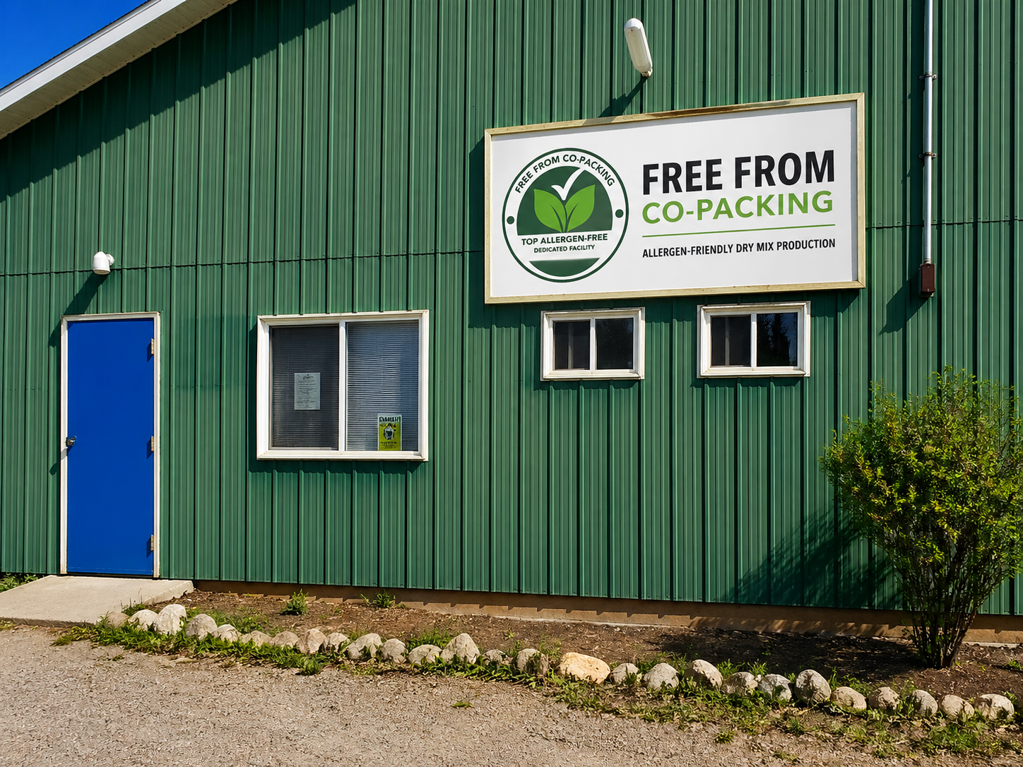 Food manufacturing facility exterior in Middleton Nova Scotia for top allergen-free co-packing operations