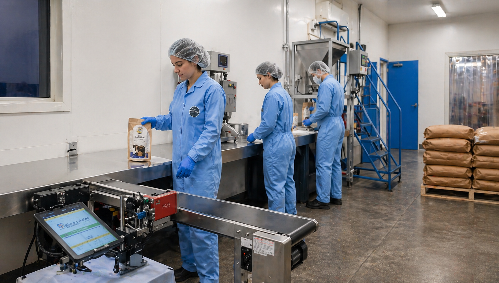 Allergen-controlled dry mix co-packing production line in a clean food manufacturing facility in Canada