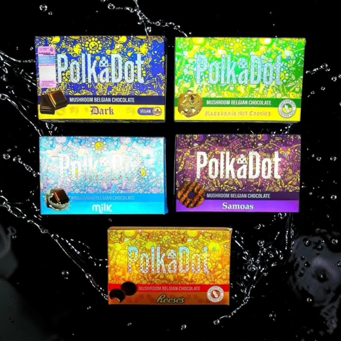 Chocolate Bar with Psilocybin / PolkaDot Magic Mushrooms Belgian Chocolate Bars 8 gm