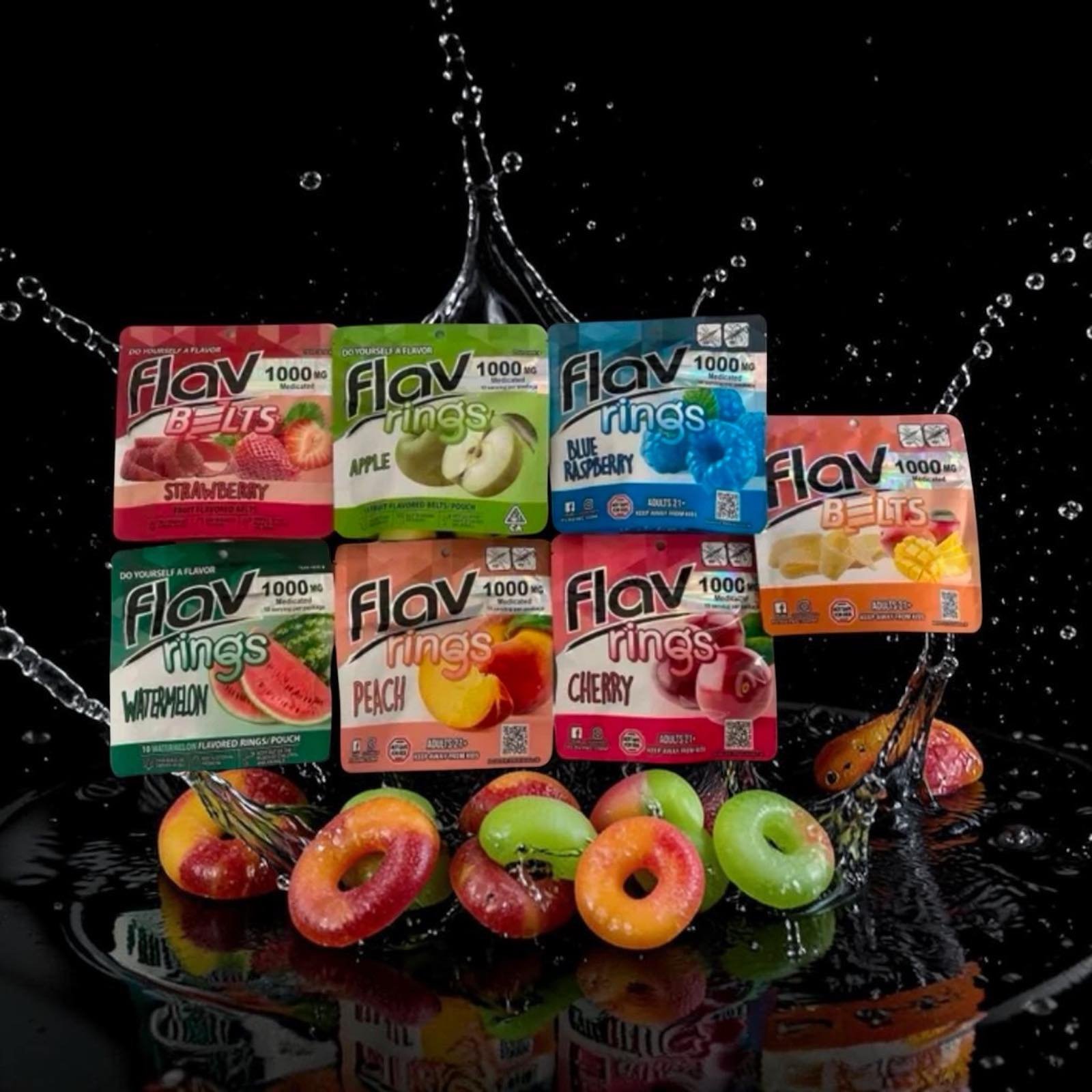 Flav Belts 1000mg THC sweet and tart flavors