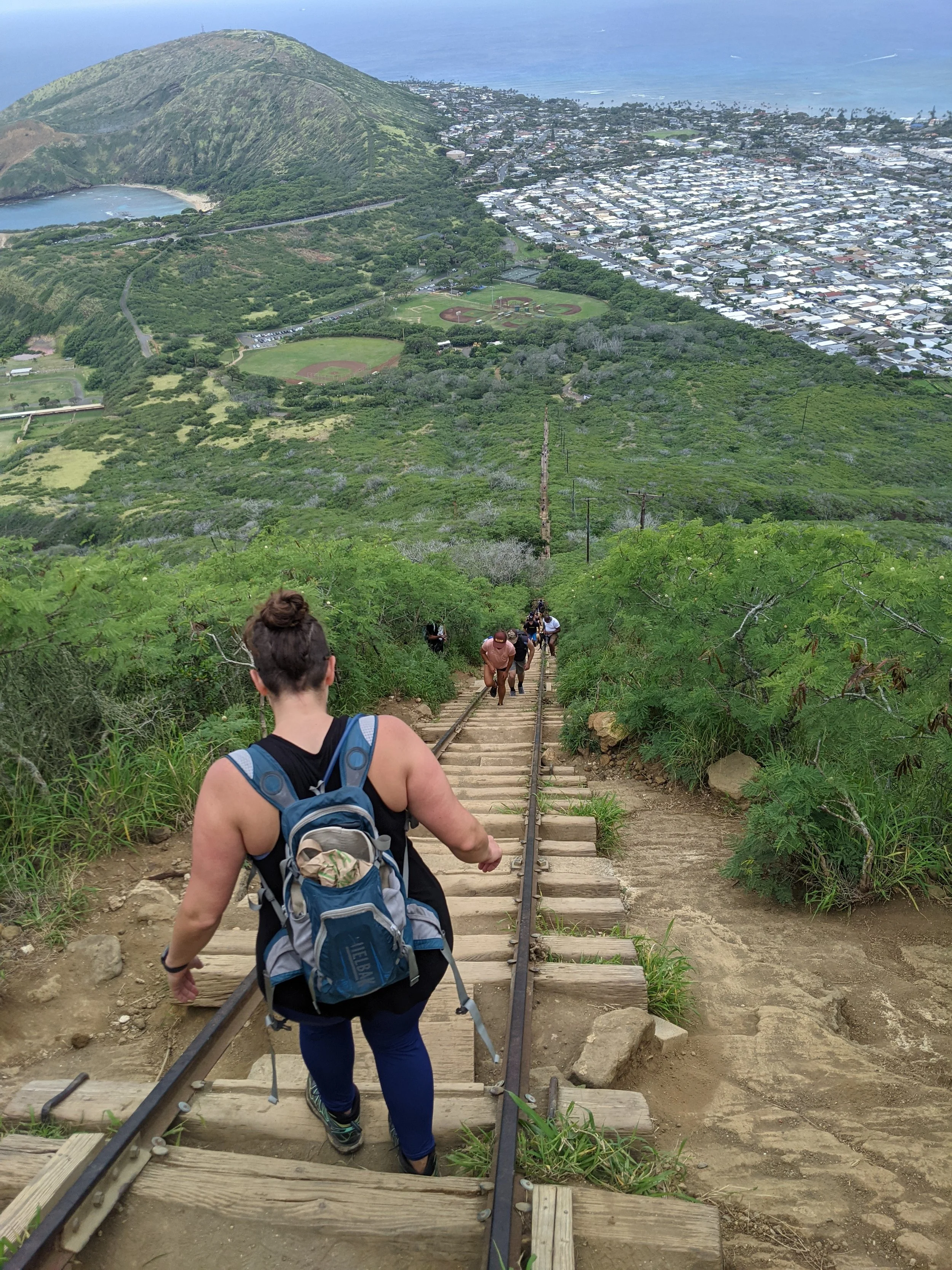 Hillary hiking Koko Head in Hawaii, training for the life she wants to live