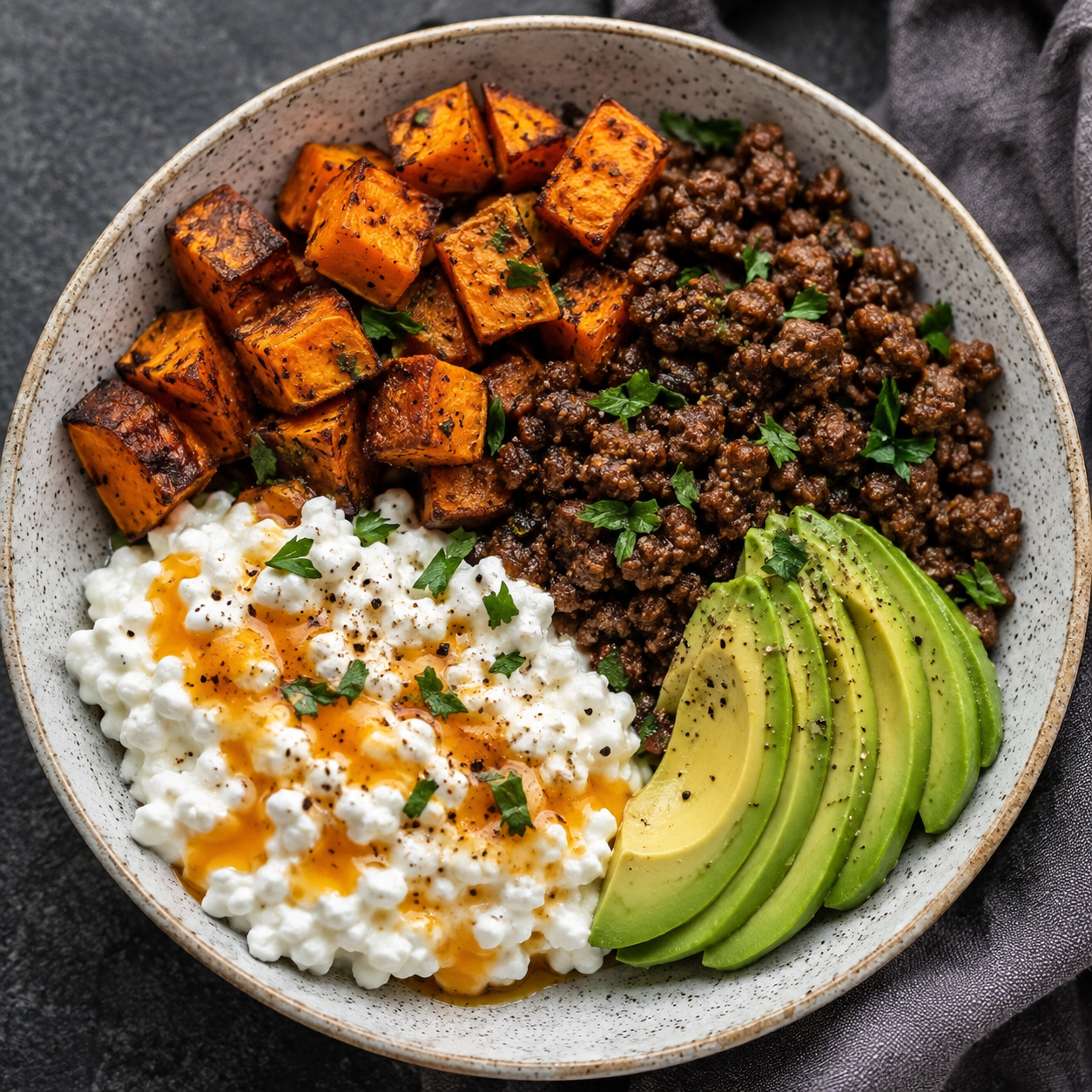 High-Protein Sweet Potato Beef Bowl