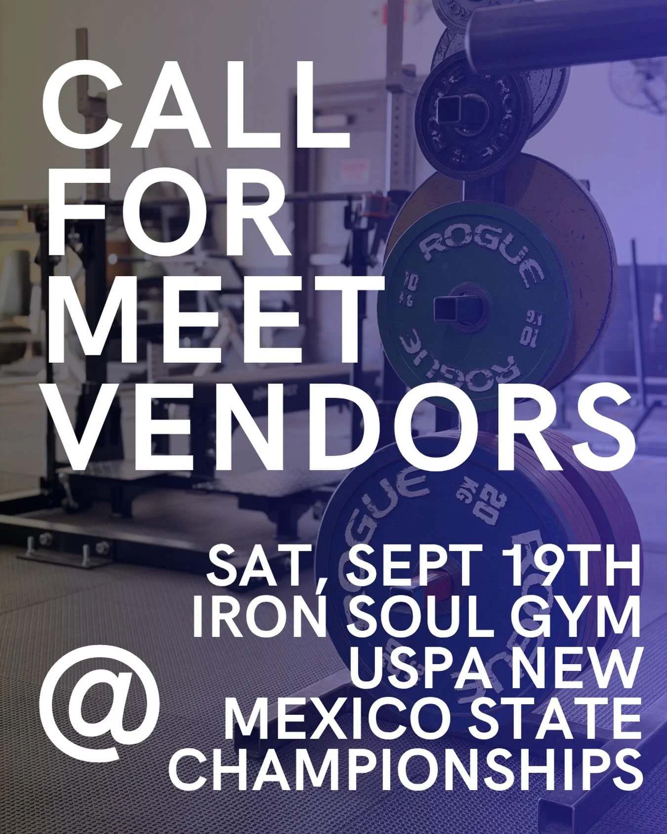 Vendor spots are OPEN for the @uspanewmexico State Championships at Iron Soul Gym on September 19th!

We&rsquo;re looking for local businesses who want to be part of an awesome day of strength, competition, and community! This is a chance to showcase
