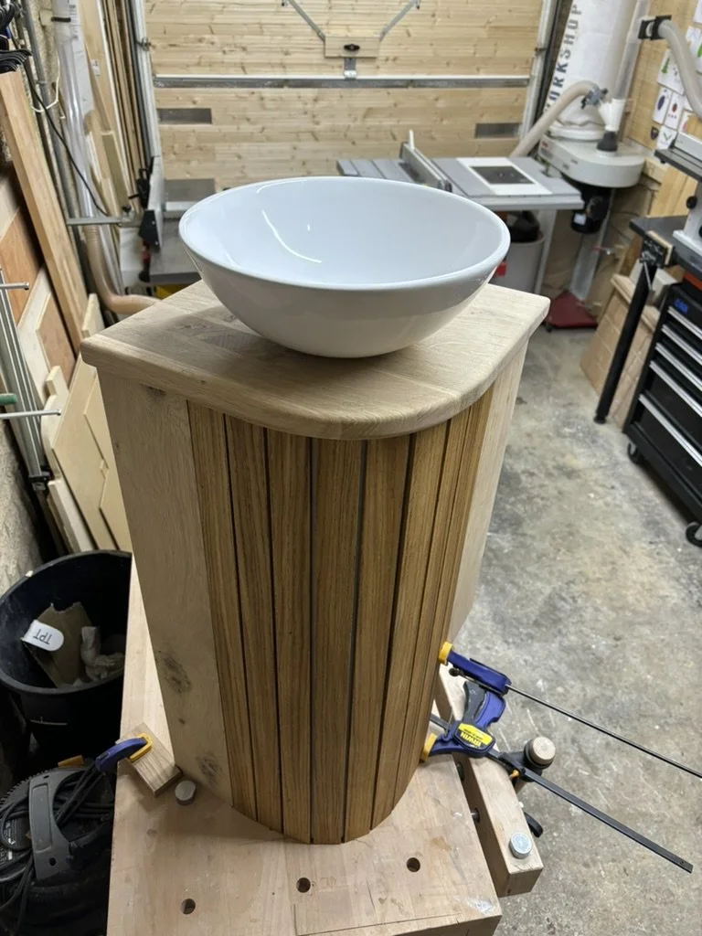 Tambour Style Oak Bathroom Cabinet