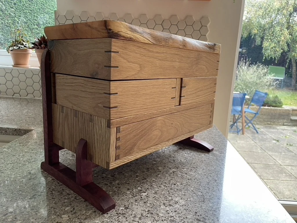 Japanese Style Oak and Purpleheart Jewellery Box