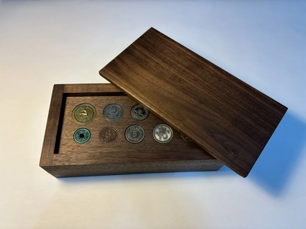 Walnut BoardGame Coin Box