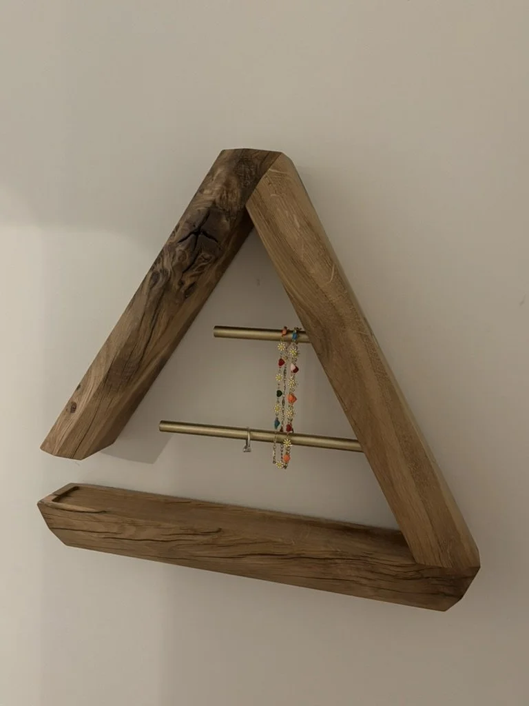 Oak and Brass Jewellery Shelf