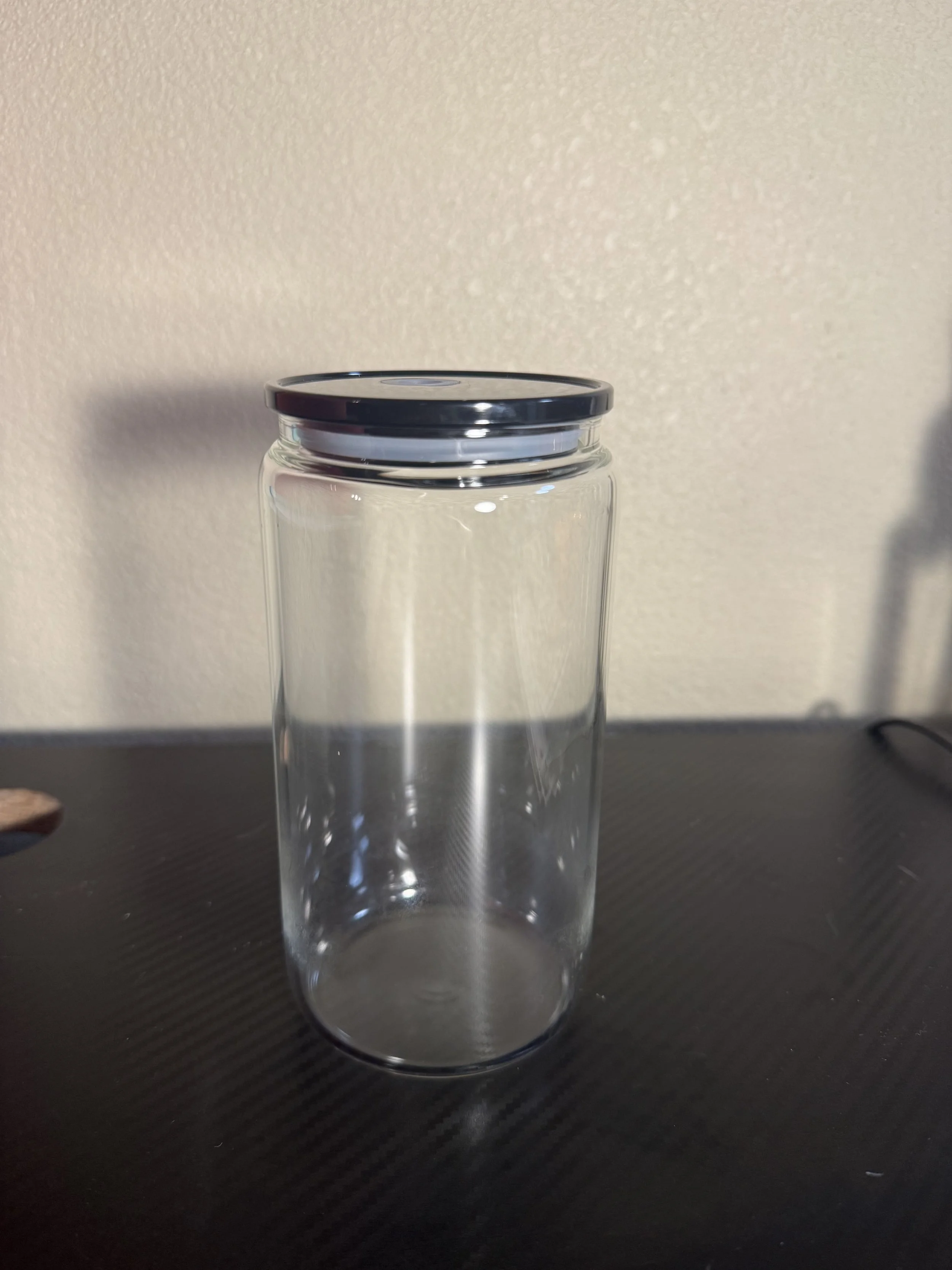 Glass non snow globe 16 oz with colorful lids