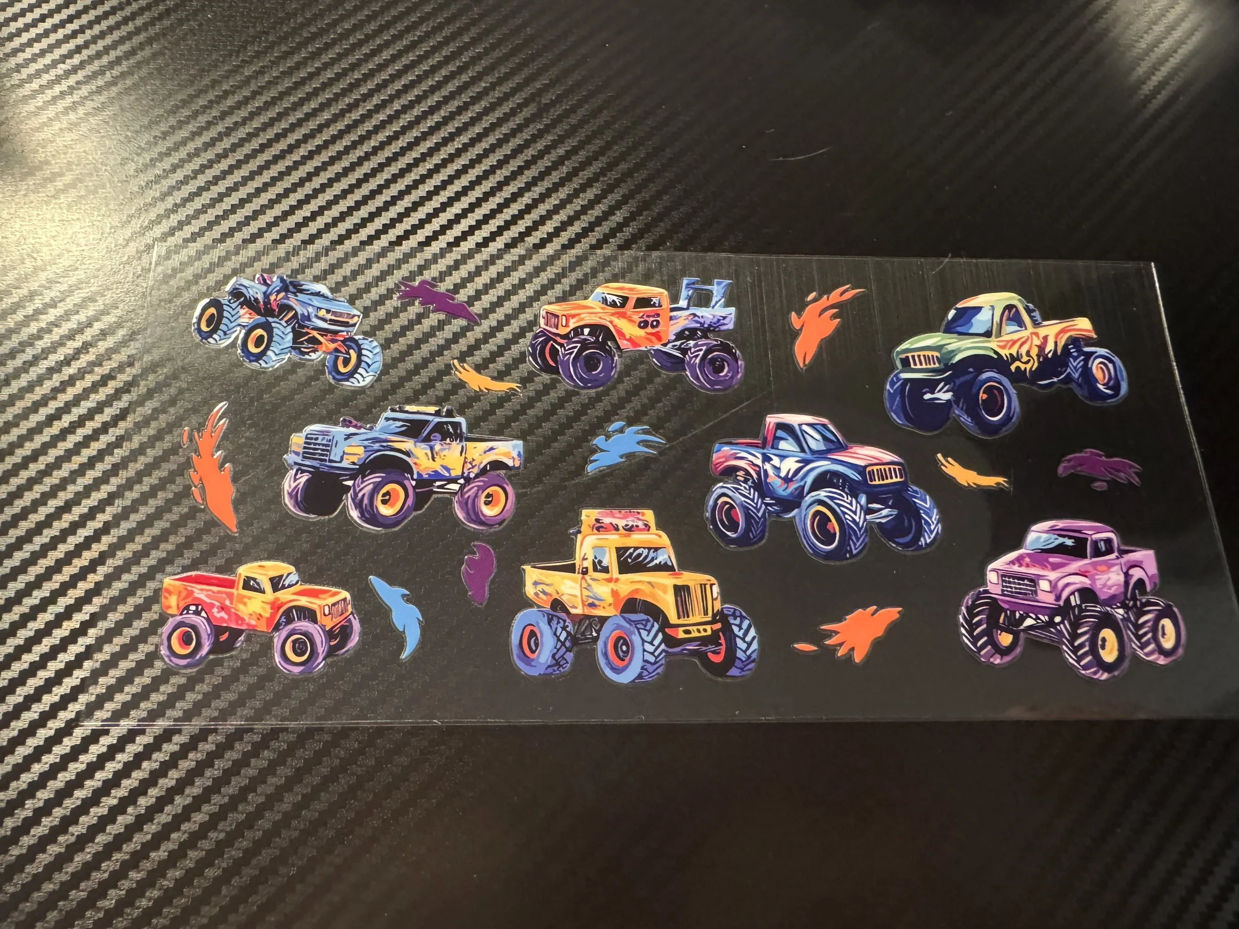 Colorful monster trucks