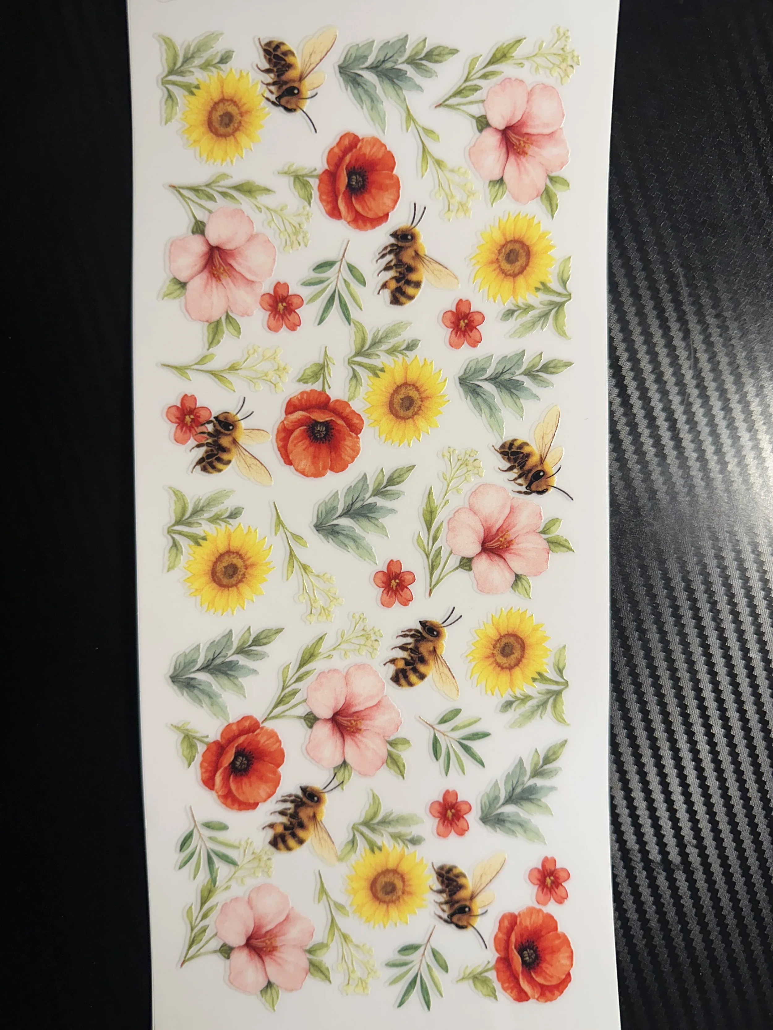 Colorful flowers and bees