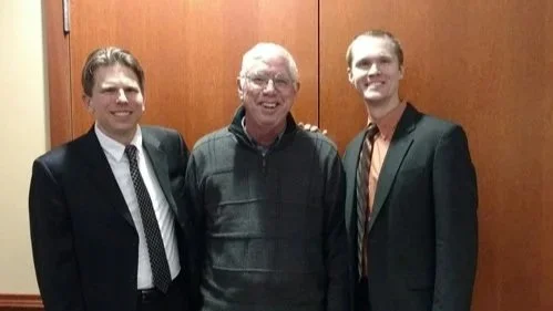 Garth Baxter with pianist Andrew Stewart and Baritone Jason Buckwalter March 23, 2017 after a concert at Edenwald in Towson, Maryland.