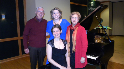 Garth Baxter with Laura Strickling, Liza Stepanova (seated) and Nancy Roldan, the president of the Baltimore-Washington chapter of the American Liszt society November 2, 2014 McDaniel College, Westminster, MD. 
