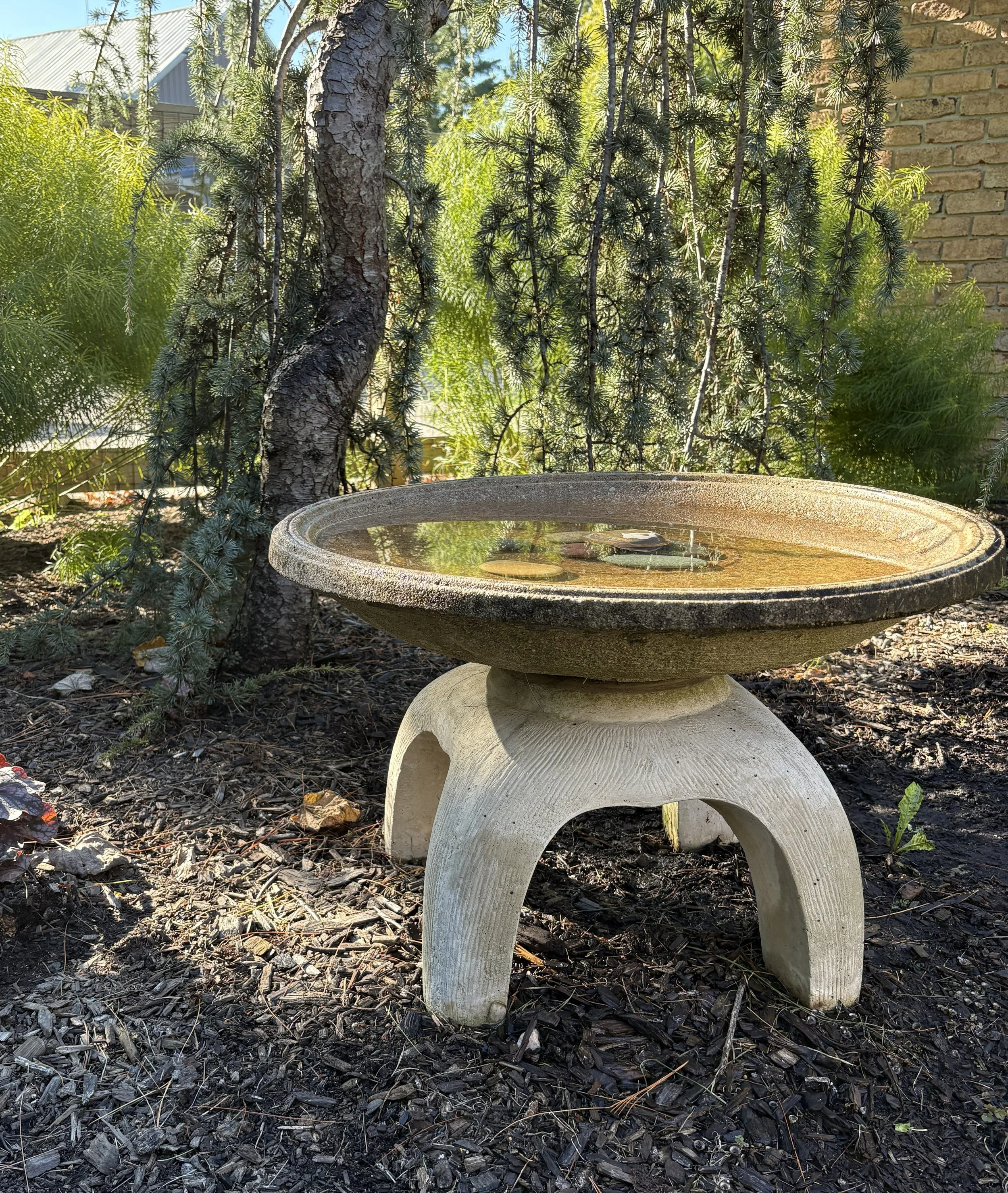 Cast Stone Birdbath, Midcentury