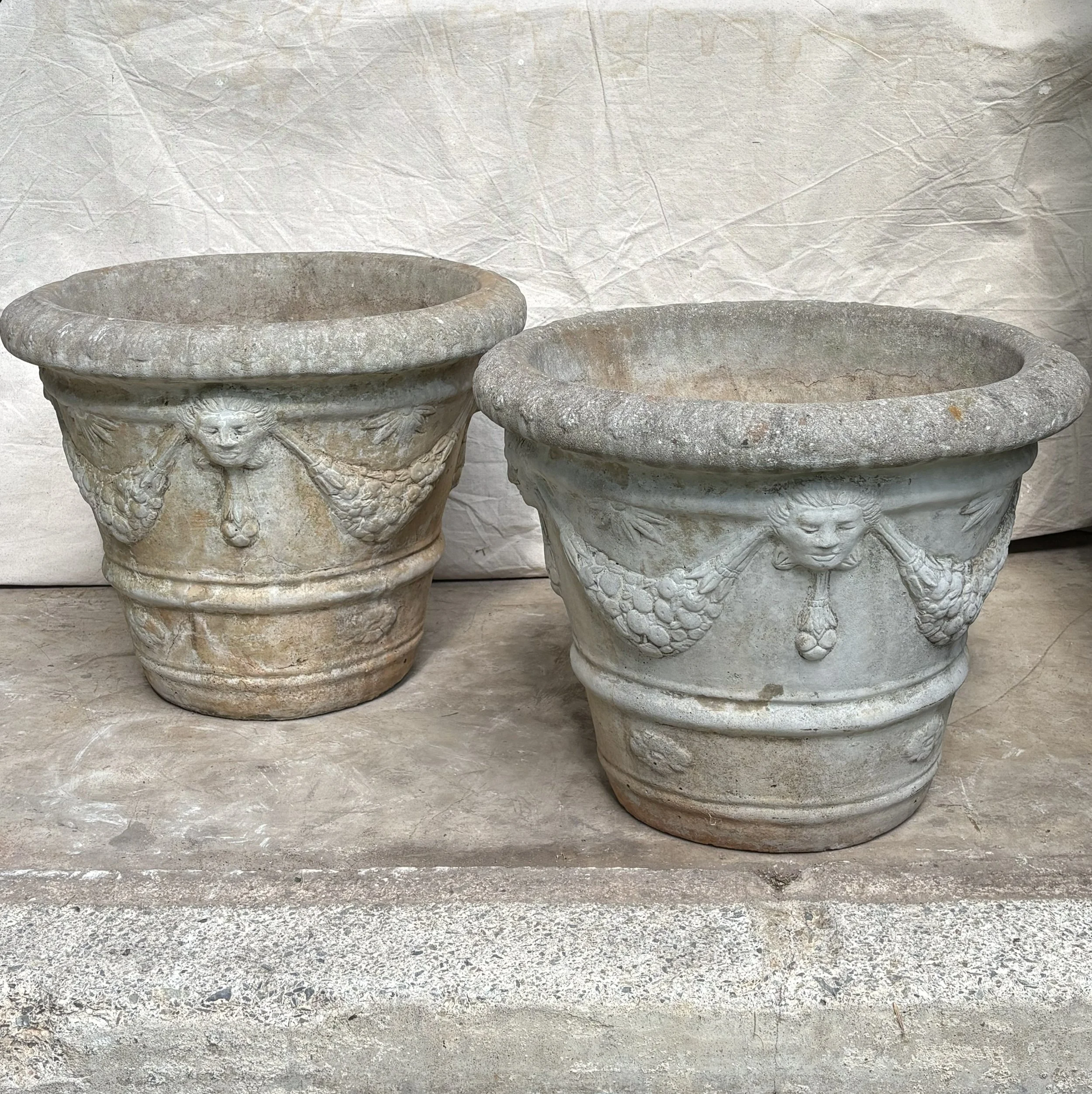 Pair of Neoclassical Cast Stone Garden Urns, American 1940-1960