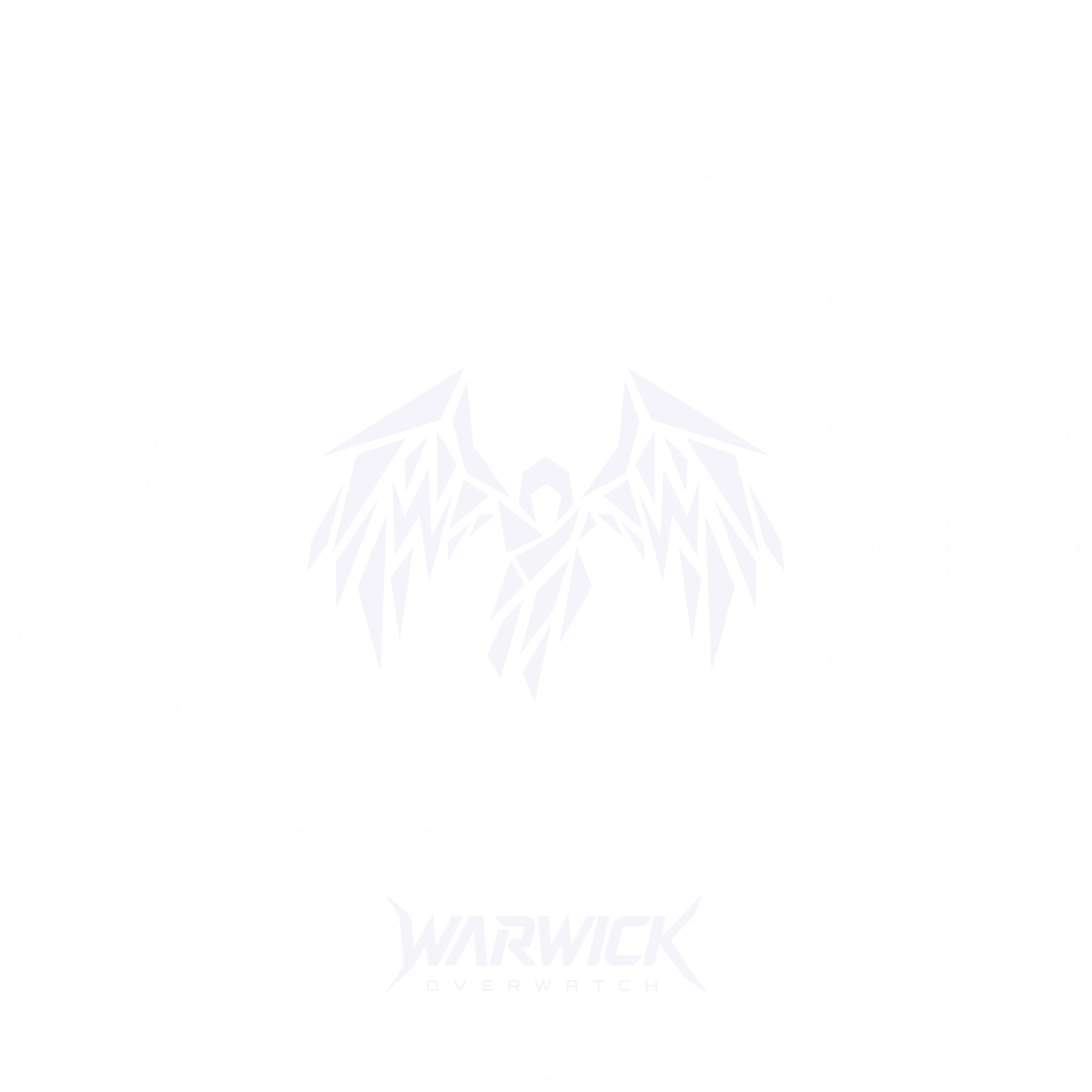 Warwick Overwatch winged emblem framed by geometric circles and outlines