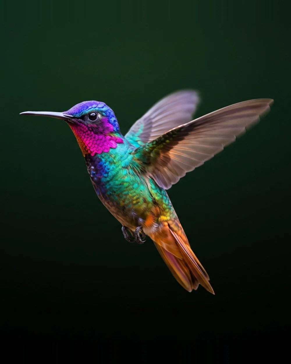 A brightly coloured hummingbird on a dark forest-green background, the Cocoon Productions mascot